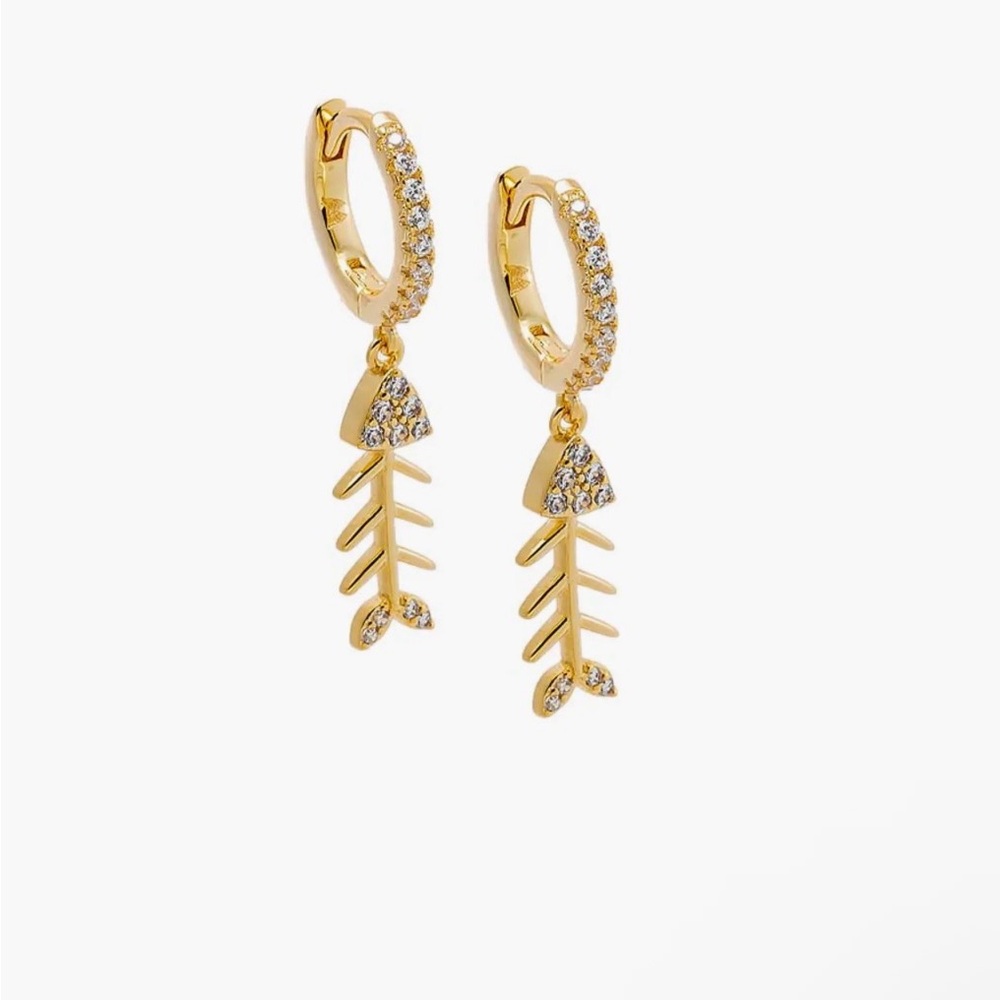 Designer Adina Eden Pavé Fishbone Huggie Earring